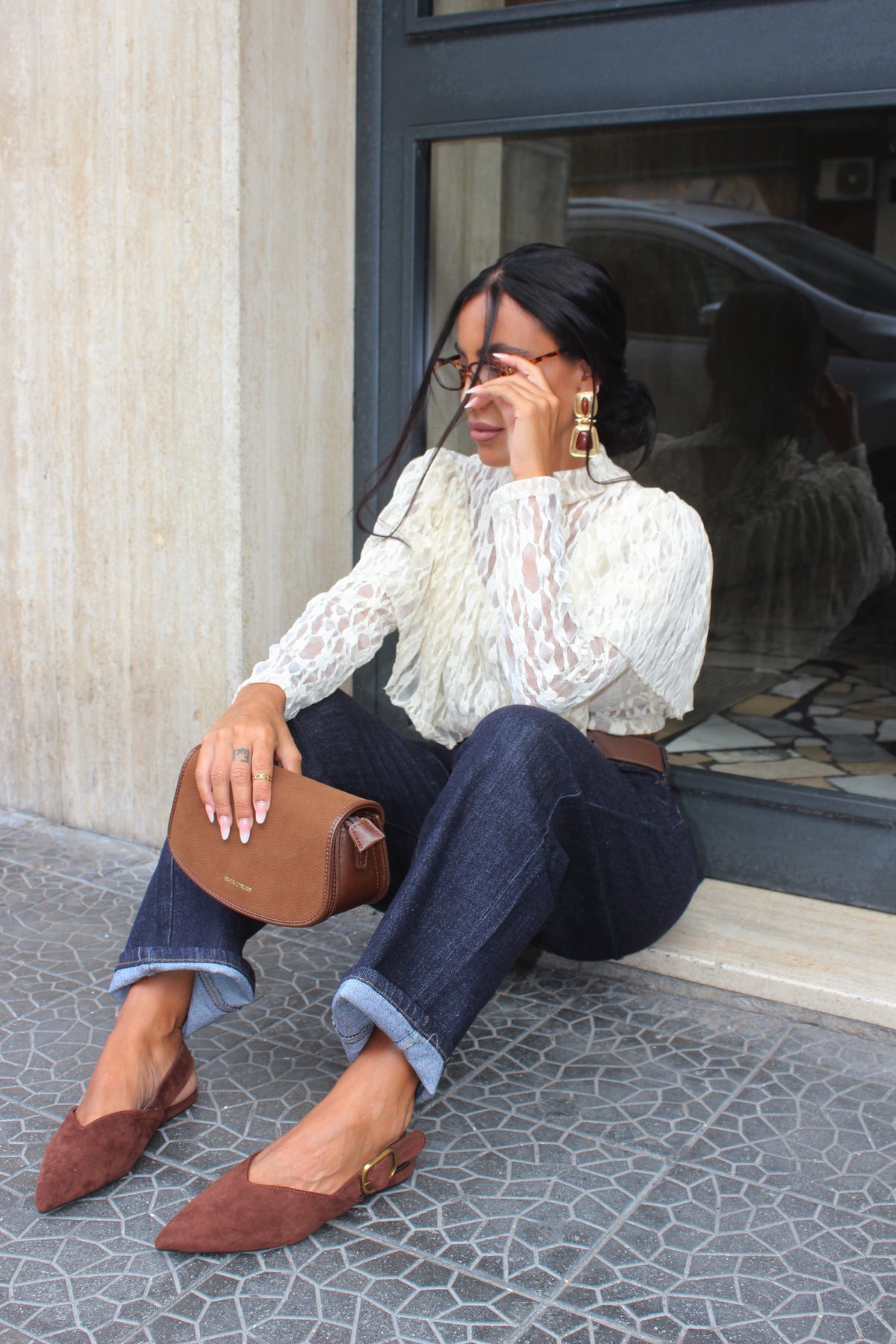 Jeans Mom Fit Zero Con Cintura