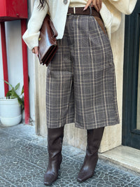 Bermuda Coffee Quadri Con Cintura