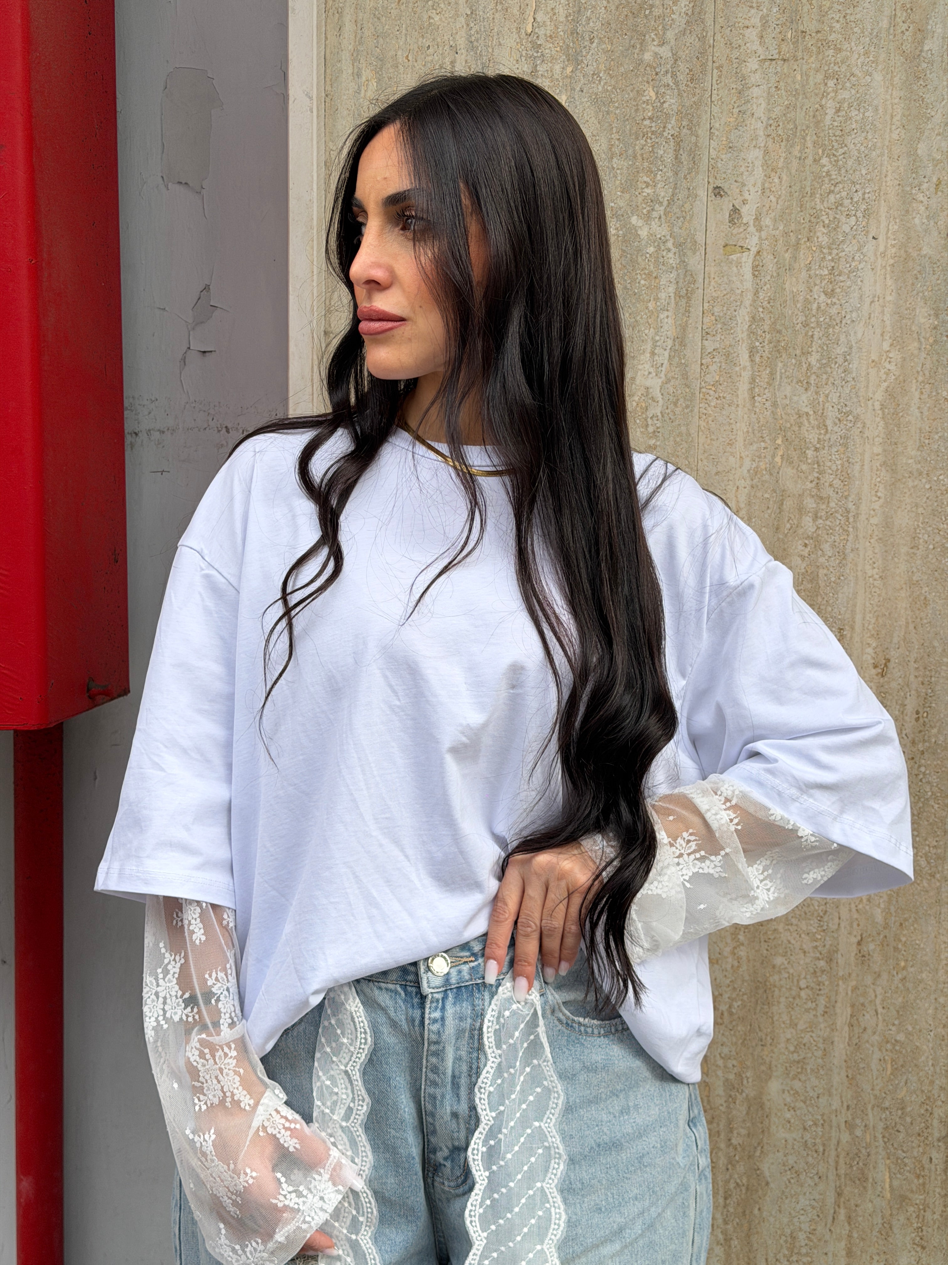 Shirt Over Manica Ricamata