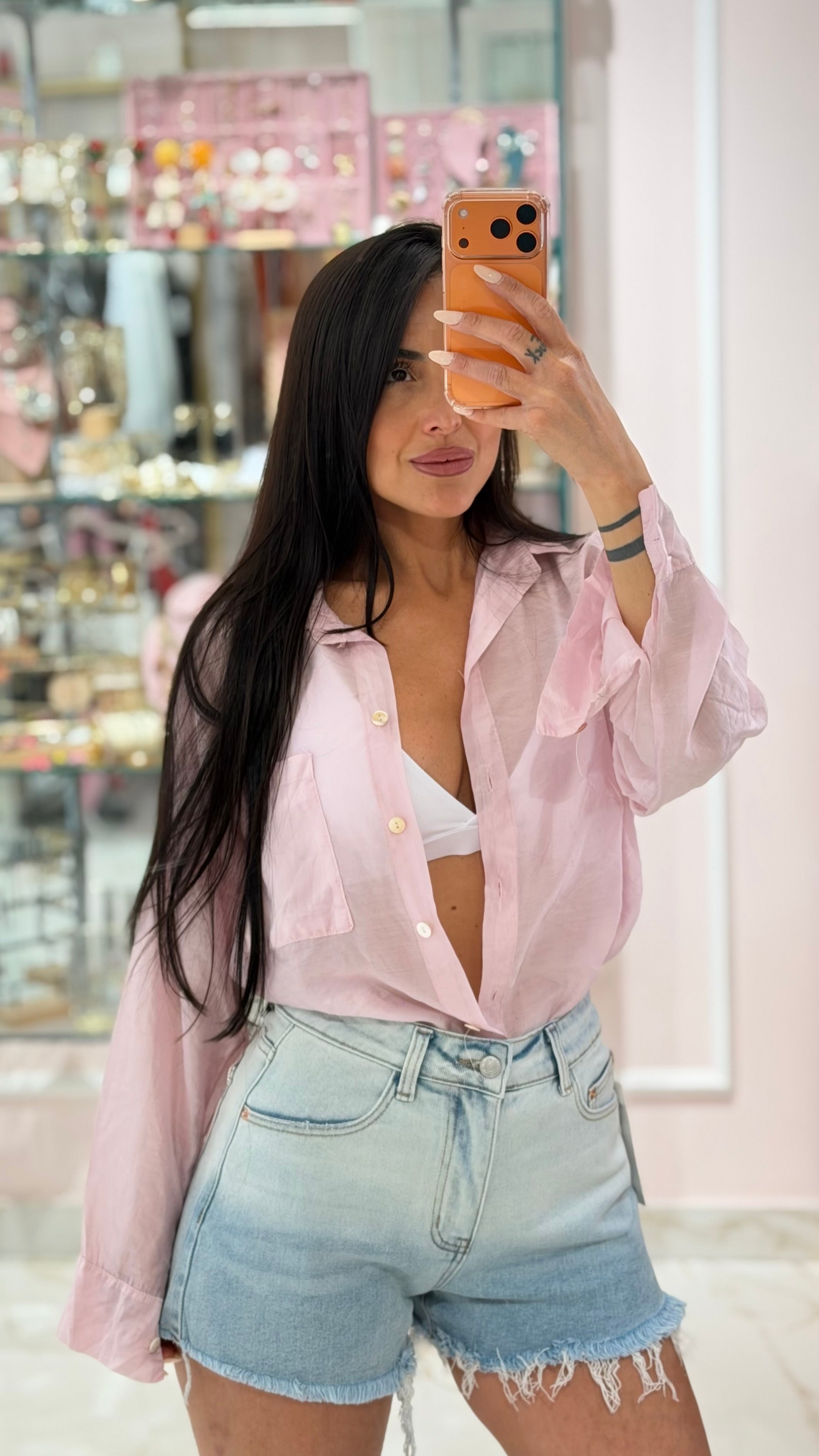Shorts Zeudi Tasca Strass Rosa