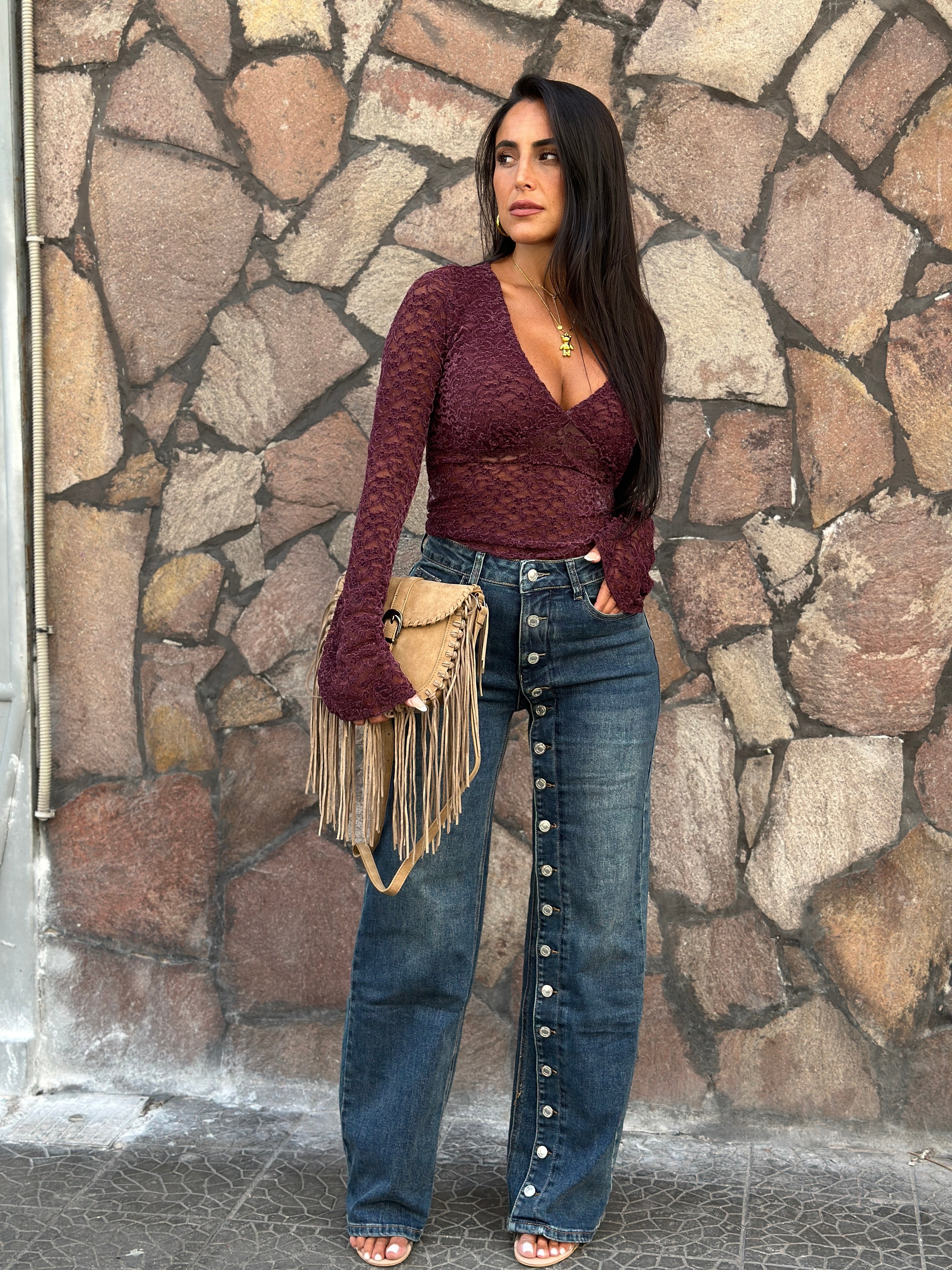 Jeans Palazzo Bottoni