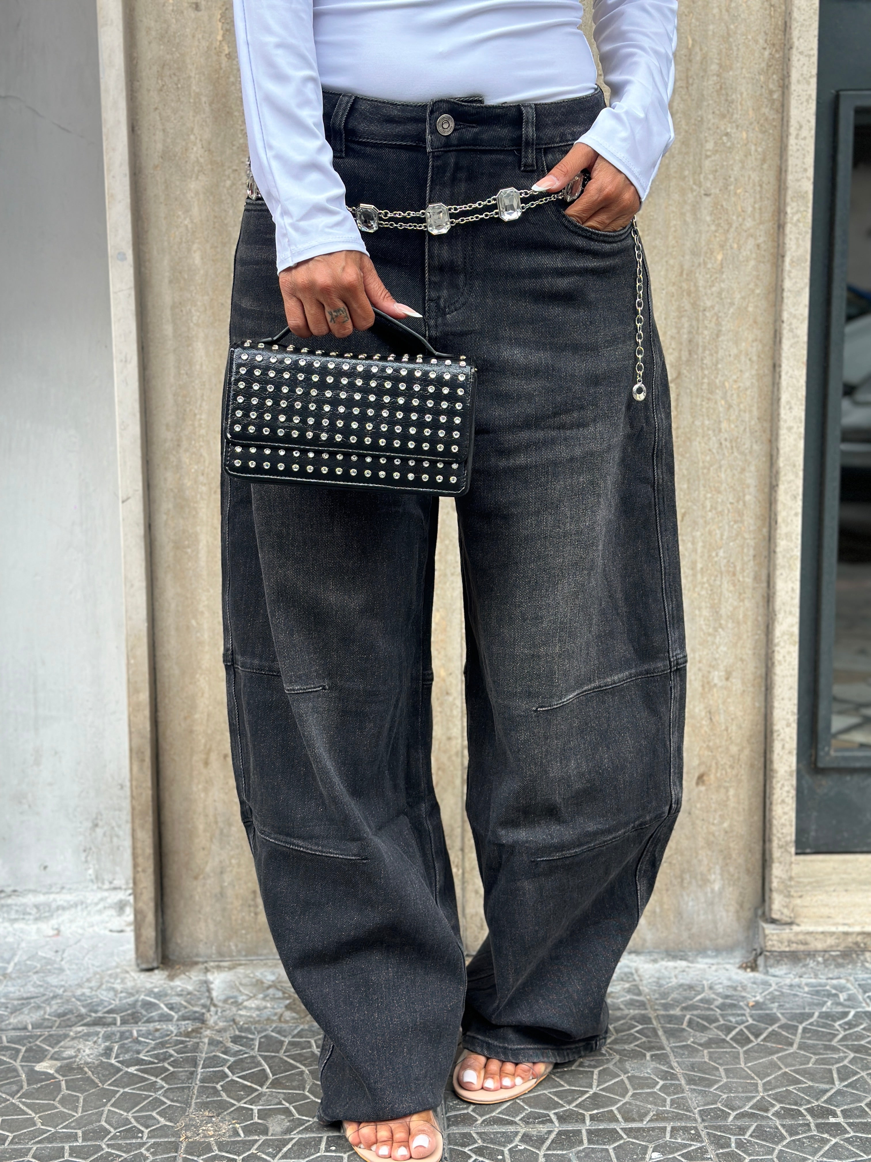 Jeans Balloon Grigio Sfumato