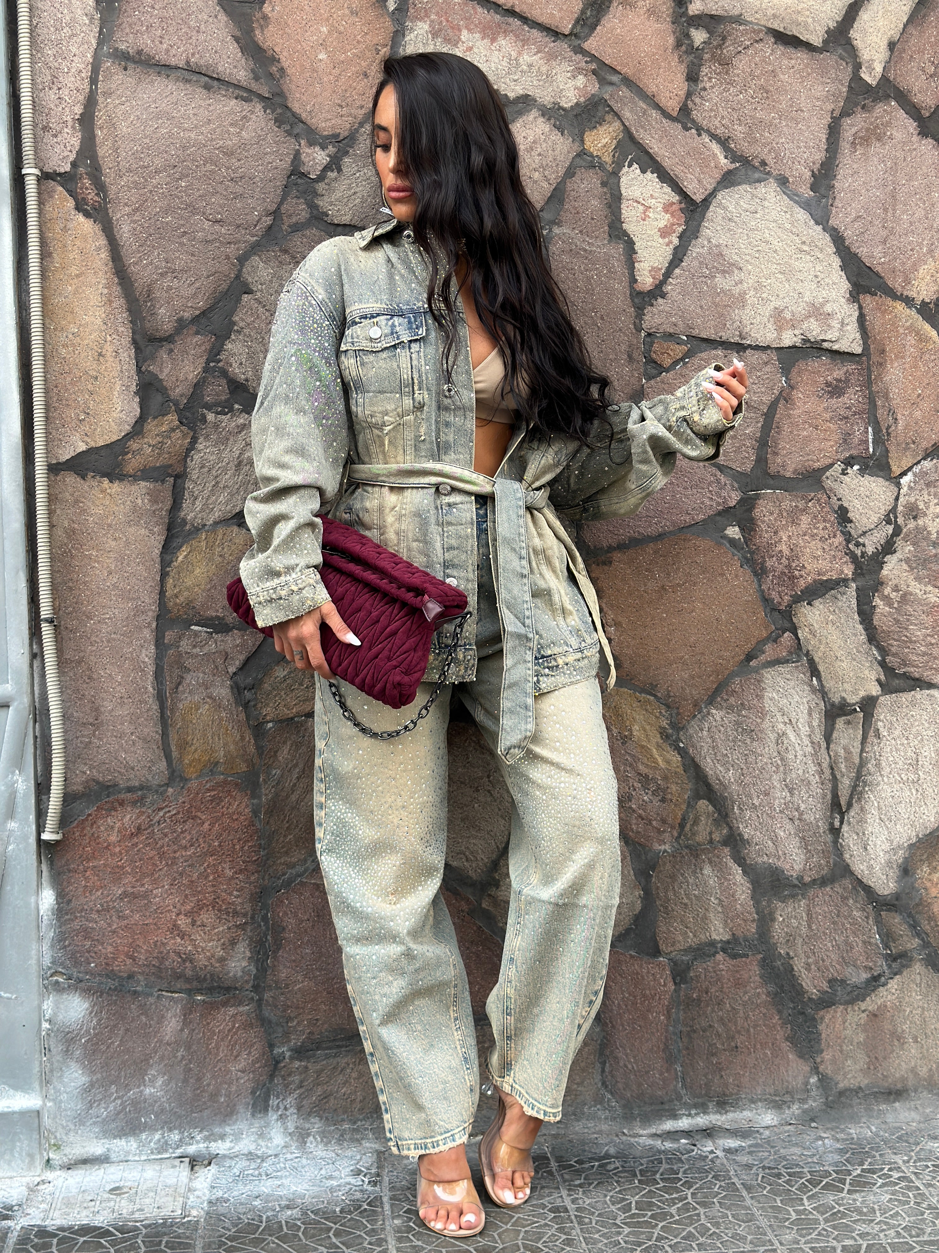 Jeans Balloon Sabbia Strass