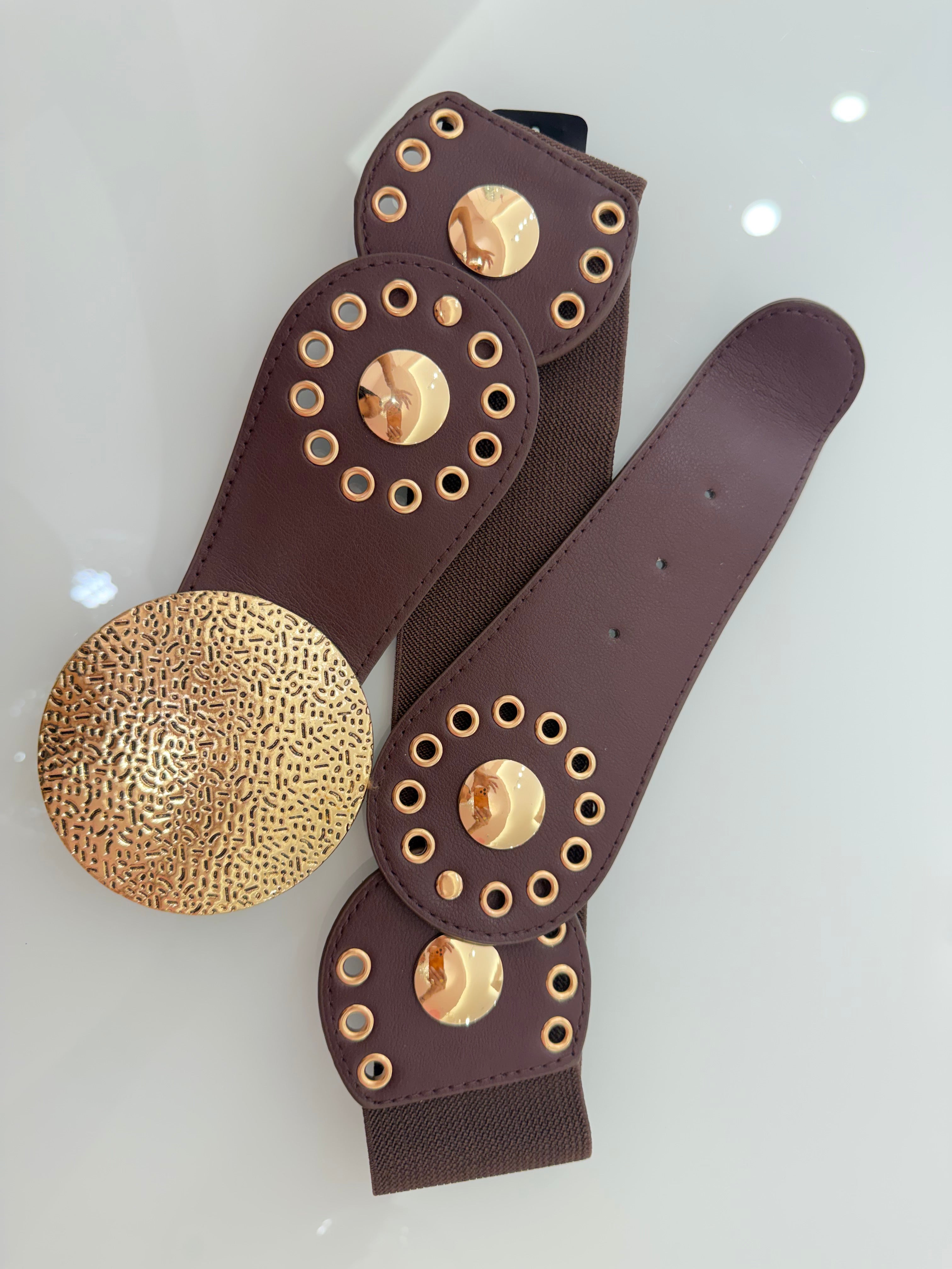 Cintura Fibbia Oro Elastico Retro