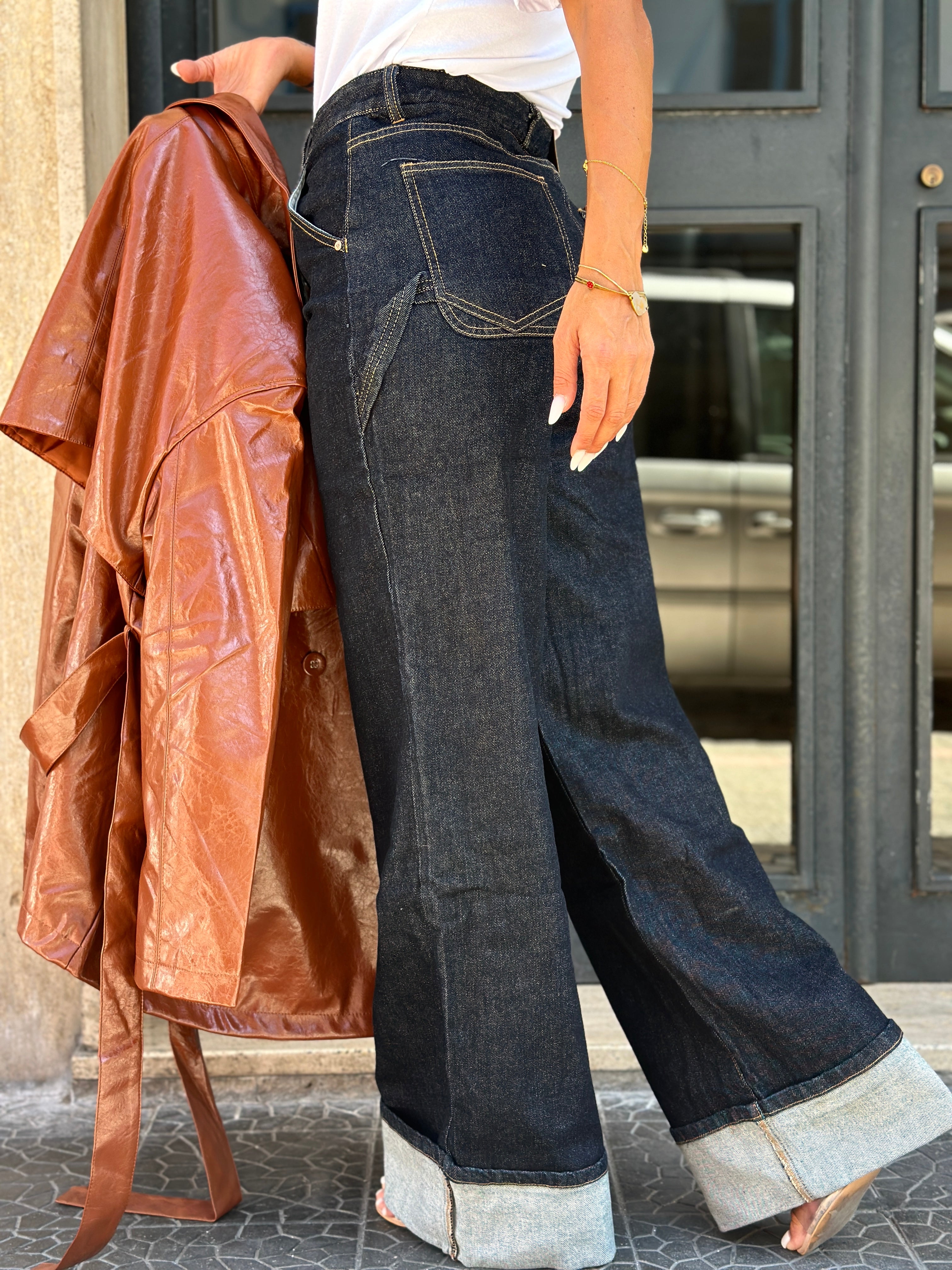Jeans Palazzo Risvolti