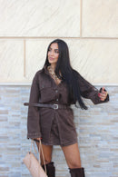 Abito Camicia Denim Con Cintura