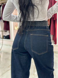 Jeans Bustino Risvolto Strass