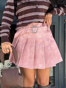 Gonna Plisse Ecopelle Rosa