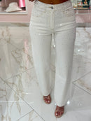 Jeans White Strass