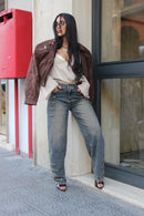 Jeans Sabbia Bottoni