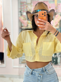 Camicia Crop con Lacci Retro