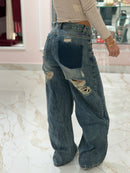 Jeans Wide Leg Strappi sul Retro