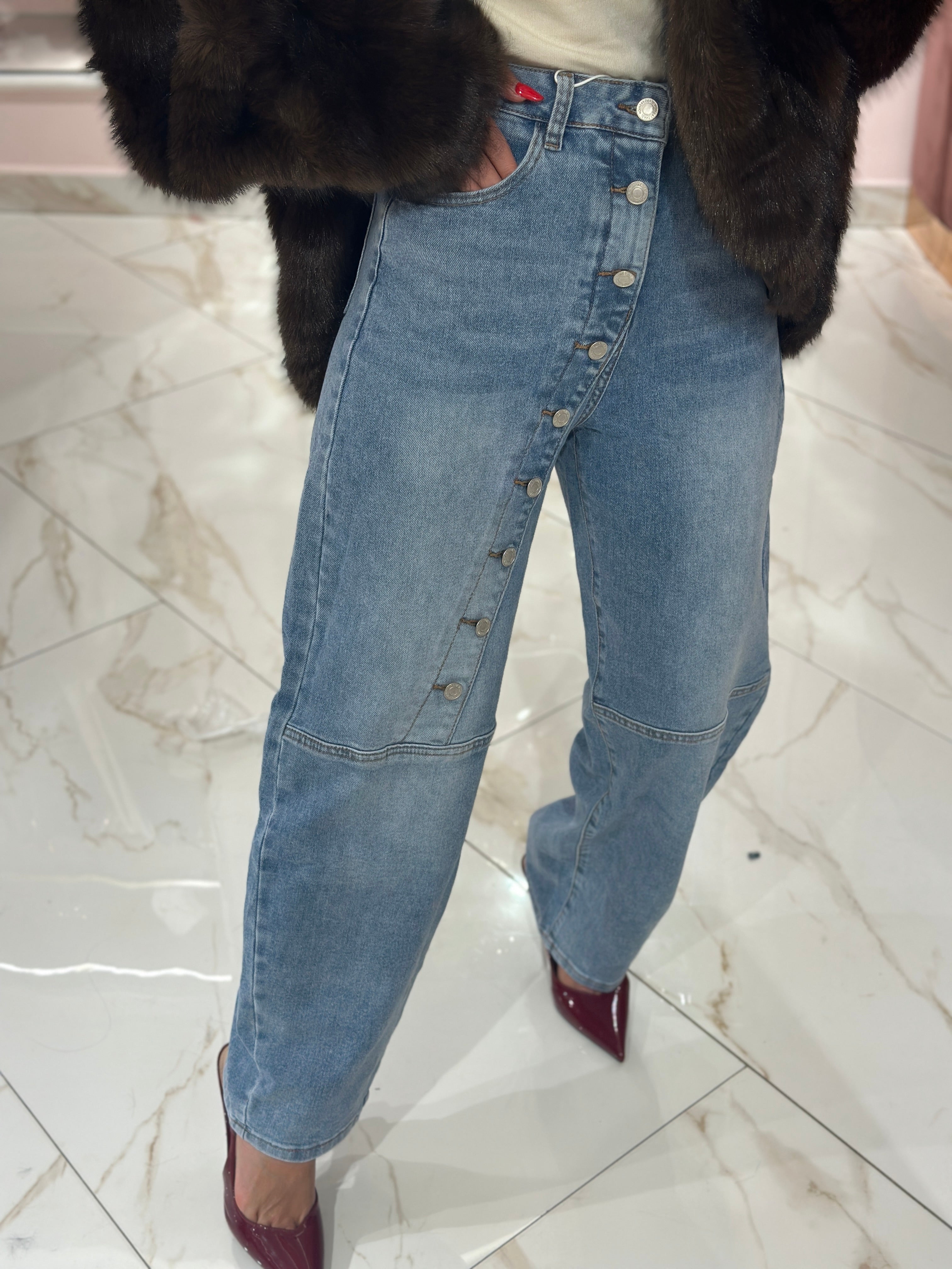 Jeans Balloon Bottoni Asimmetrici