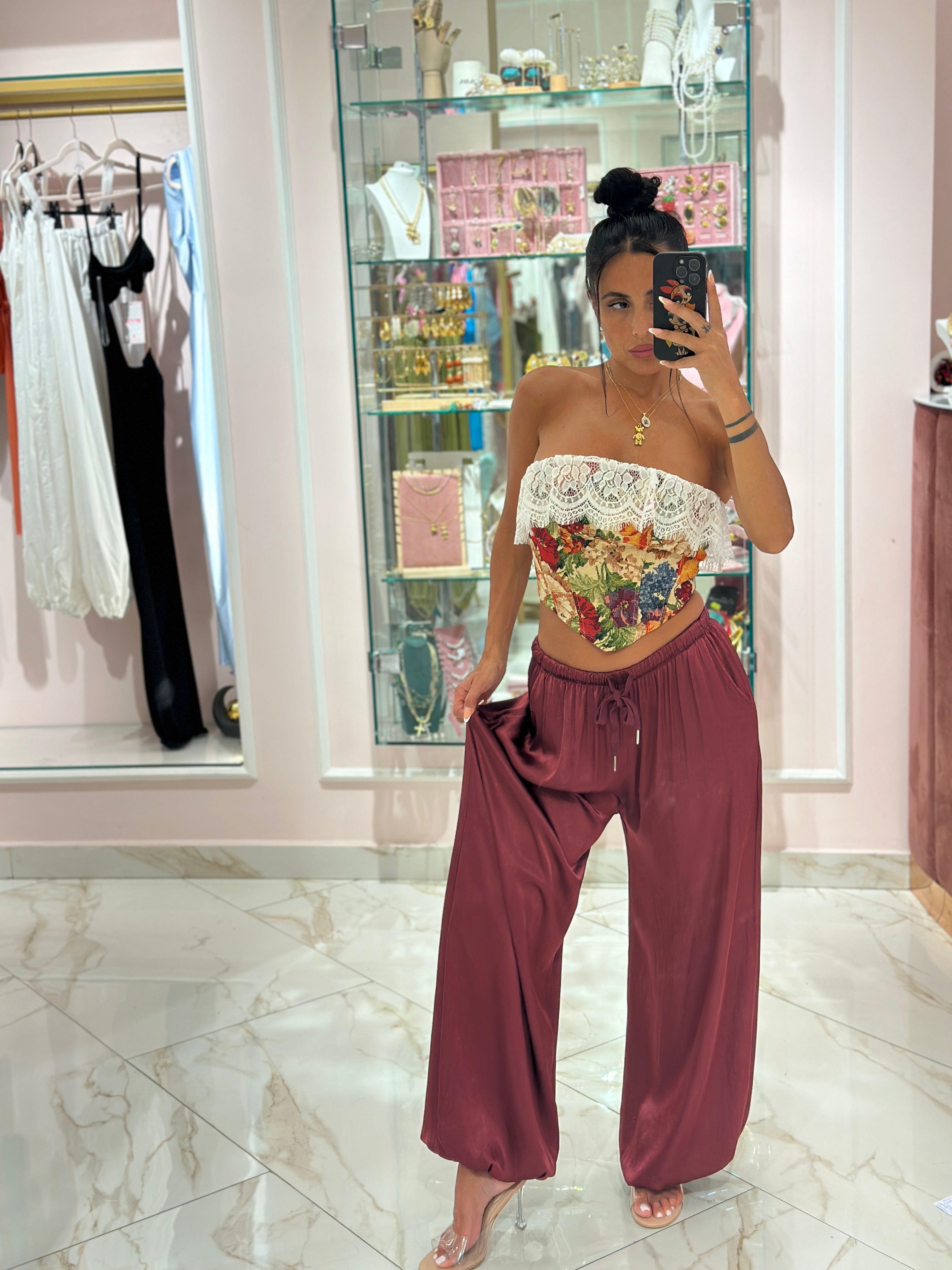 Pantalone Satin Con Elastico