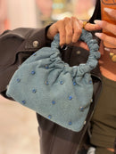 Borsa Sacco Denim Con Strass