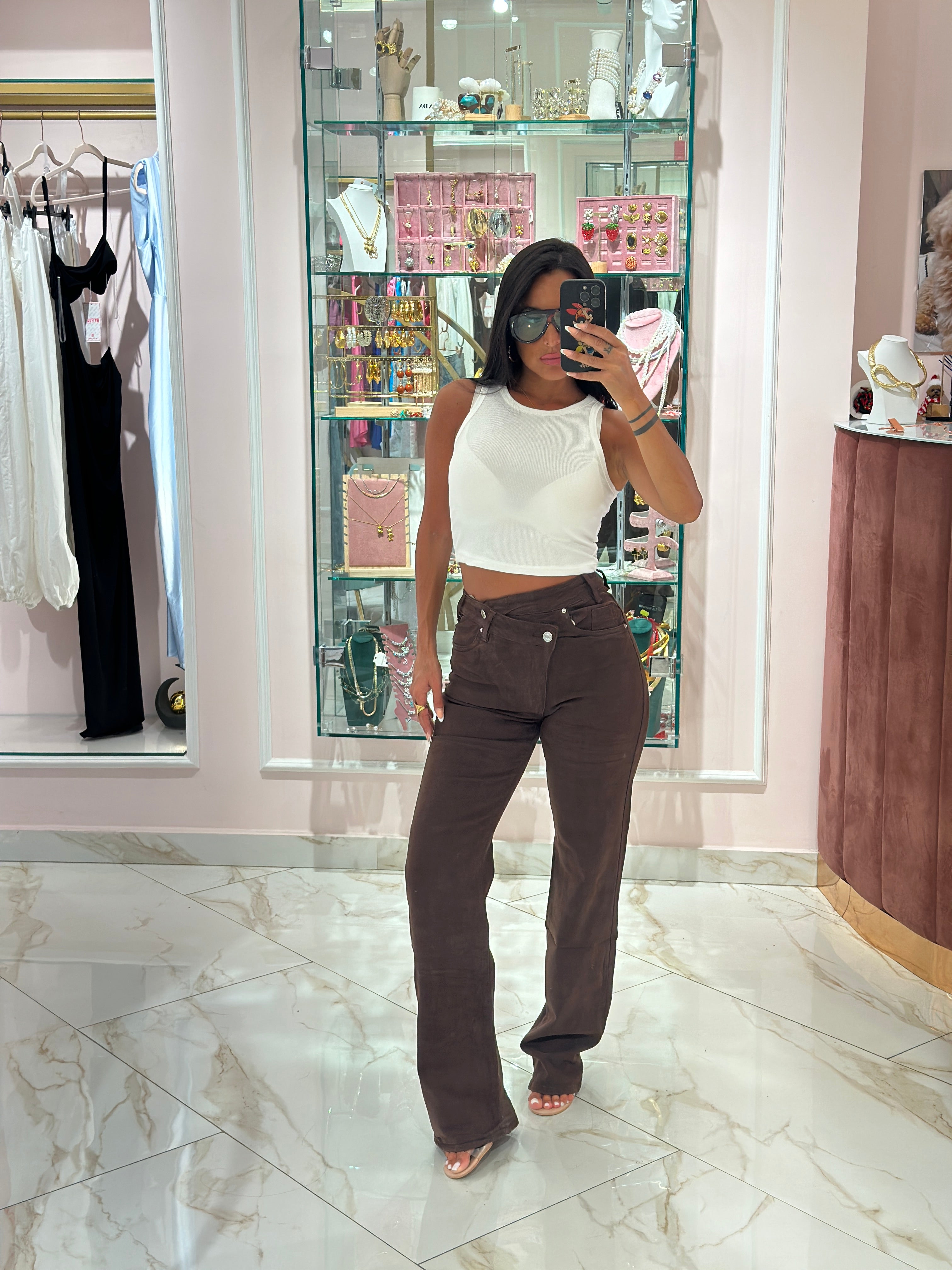 Jeans Dritti Bustino Incrocio